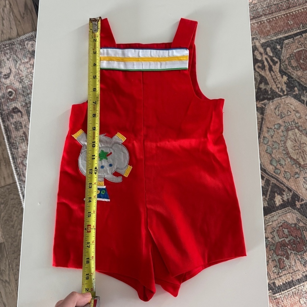 Vintage Betti Terrell Red Elephant Romper, Size T4 (4T), Circus Summer Preppy - Picture 6 of 6